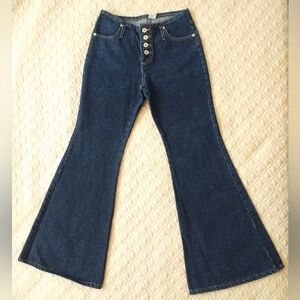 VTG Hot and the Gang Denim Bell Bottom Flare Jeans Y2K 90s Dark Wash